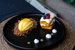 Carrot cake with papaya sorbet